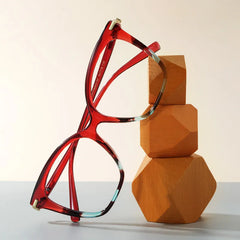 Lamar Butterfly Red Eyeglasses and Two-Tone Frames