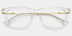 Selena Rectangle Clear White Glasses Bling Frames | ZEELOOL