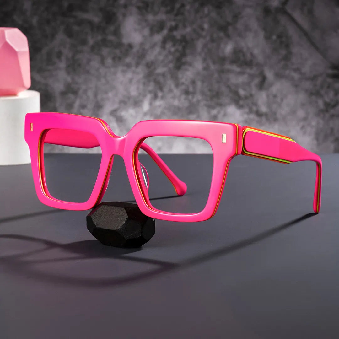 Square Pink Eyeglasses- Gilberto Acetate Frame Glasses