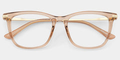 Selena Transparent Beige Rectangle Sparkling Frame Glasses | ZEELOOL