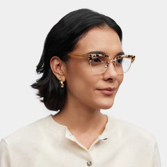 Browline Tortoise Eyeglasses- Ellis Mixed Frame Glasses