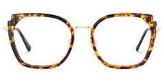 Tortoise Metal Frame Glasses With Wide Size For Women
