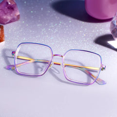 Square Iridescent Eyeglasses- Fiona Mixed Frame Glasses