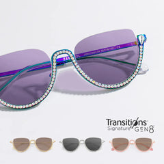 Half Frame Cat Eye Glasses With Shiny Diamonds