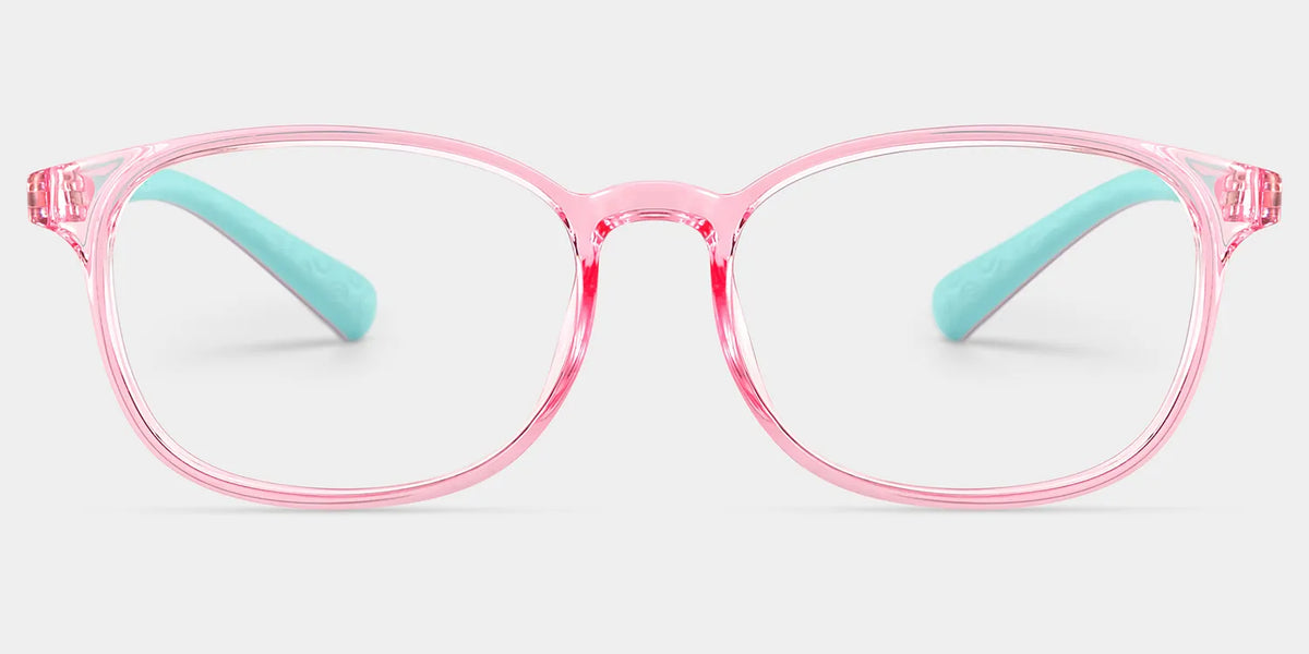 Kids Rectangle  Pink Green Amaker Frame Glasses | Zeelool