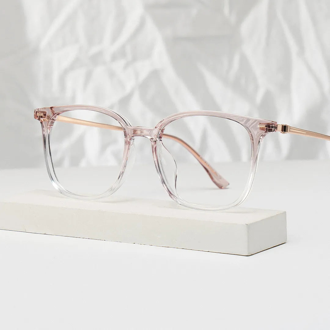 Cora Square Pink Frame Eyeglasses for Woman| ZEELOOL