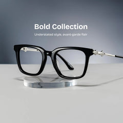 Reese black glasses with silver rims Online | ZEELOOL