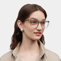 Zoe Green Frame Glasses with Square Frame Online | ZEELOOL