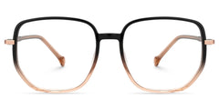 Joana Black and Beige Glasses in Geometric Wide Frame Design