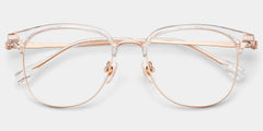 Oversized Browline Glasses With Clear and Rose Gold Color