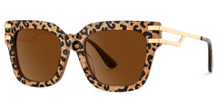 Square Cat-Eye Glasses With Brown Leopard Pattern