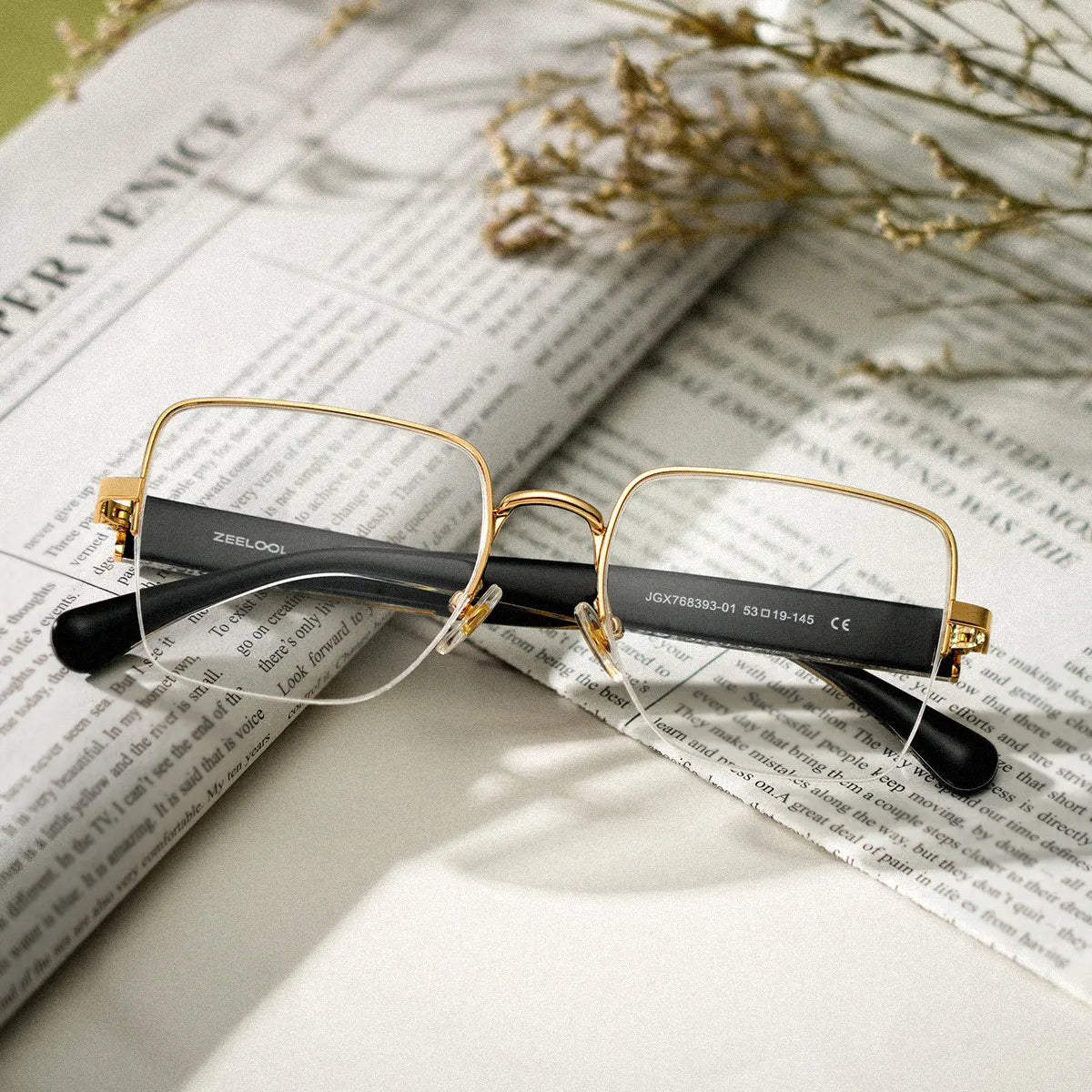 Lauren Gold Frame Glasses with Square Frame Online | ZEELOOL
