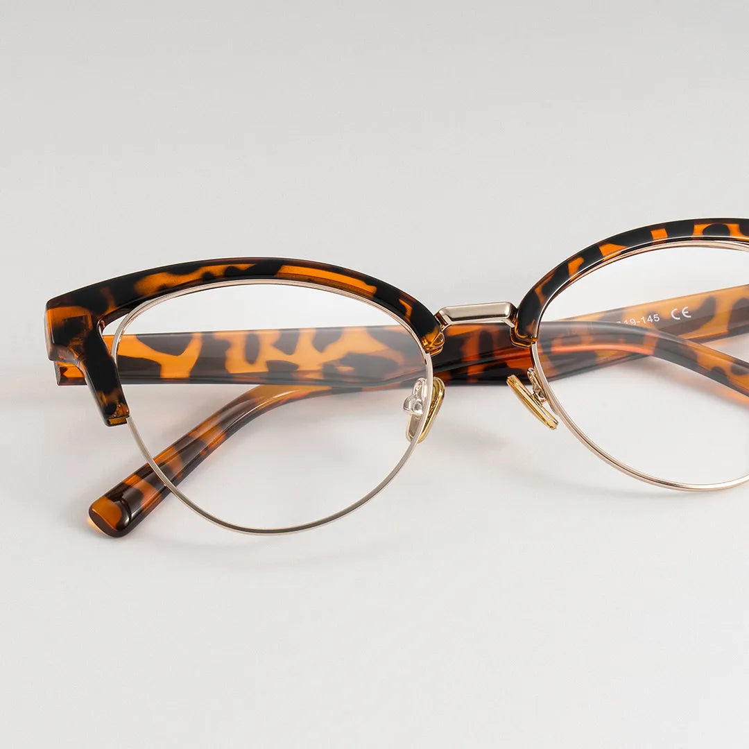 Charlene Tortoise Browline Cat Eye Glasses for Women