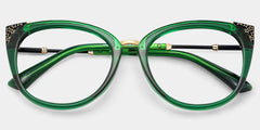 Dalton Cat Eye Dark Green Frame Glasses | Zeelool