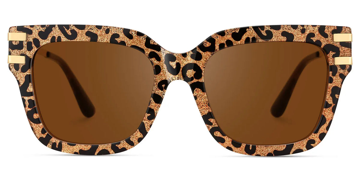 Square Cat-Eye Glasses With Brown Leopard Pattern