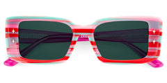 Women's Rectangle Eyeglasses Frames With Red and Green Color