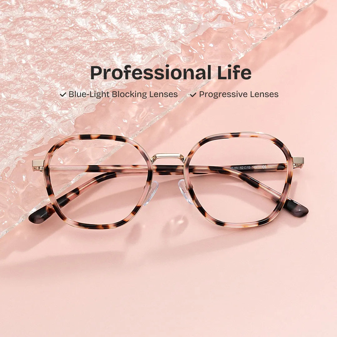 Mitchell Mixed Pink-tortoise Frame Glasses with Geometric Shape | Zeelool