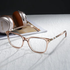 Delilah Square Beige Frame Eyeglasses for Women| ZEELOOL