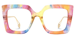 Qatar Square Rainbow Painted Thick Big Frame Glasses