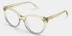 Kiera Cat-eye Pastel Green Glasses Frames in Clear Gradient Glitter
