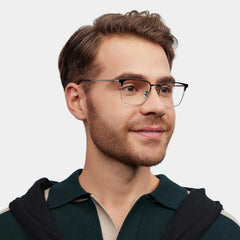 Browline Black Eyeglasses- Cole Titanium Frame Glasses
