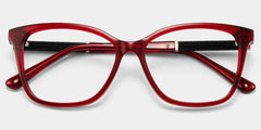 Finnian Red Square Glasses Frames with Black Glitter Fabric | ZEELOOL