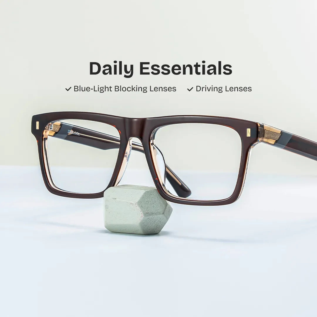 Rectangle Brown Eyeglasses- Henry Acetate Frame Glasses