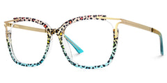 Spring hinges Sidibe Eyeglasses, Sidibe Blue leopard Glasses -Zeelool