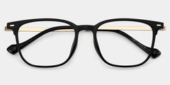 William Men's Black Rectangular Eyeglasses in Mixed Frames | ZEELOOL