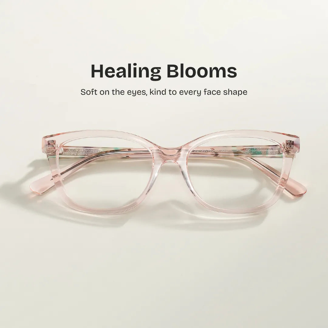 Cassia Pink Jentle Garden Rectangle Acetate Glasses | ZEELOOL