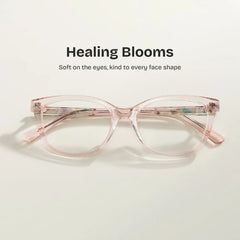 Cassia Pink Jentle Garden Rectangle Acetate Glasses | ZEELOOL