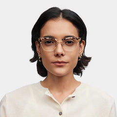 Browline Tortoise Eyeglasses- Ellis Mixed Frame Glasses
