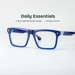 Rectangle Blue Eyeglasses- Henry Acetate Frame Glasses