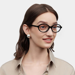 Oval Black Eyeglasses- Everly Acetate Frame Glasses