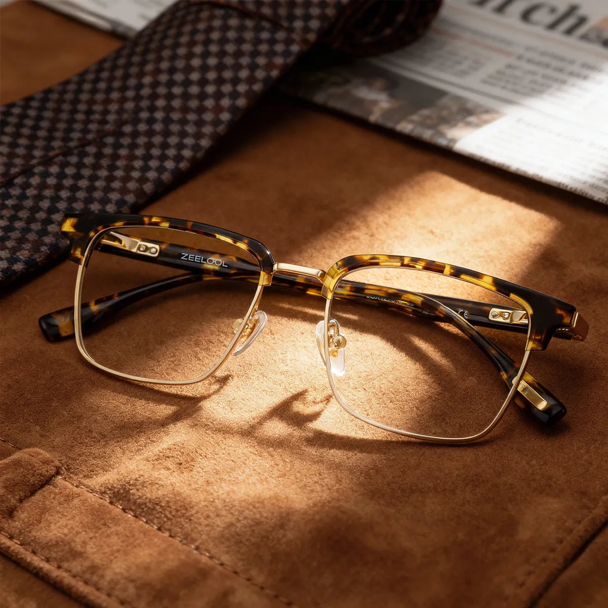 Audrey Tortoise Browline Glasses Frames for Men | ZEELOOL