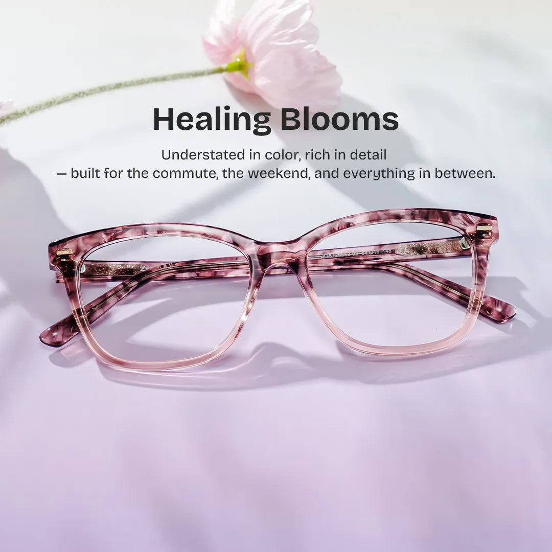 Sawyer Blossom Eyewear - Pink Rectangle Acetate Glasses | ZEELOOL