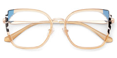 Beige Metal Frame Glasses With Wide Size For Women