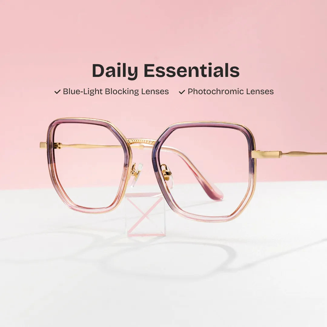 Levi Eyeglasses in Geometric Grey Pink Frame | Zeelool
