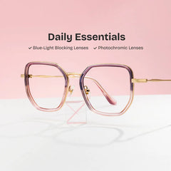 Levi Eyeglasses in Geometric Grey Pink Frame | Zeelool