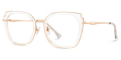 Clear Metal Frame Glasses With Wide Size For Women