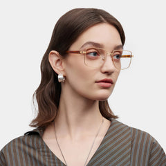 Geometric Gold yellow Eyeglasses- Felicity Metal Frame Glasses