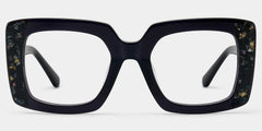 Sable Thick Black Square Frame Glasses with Colored Diamonds | ZEELOOL