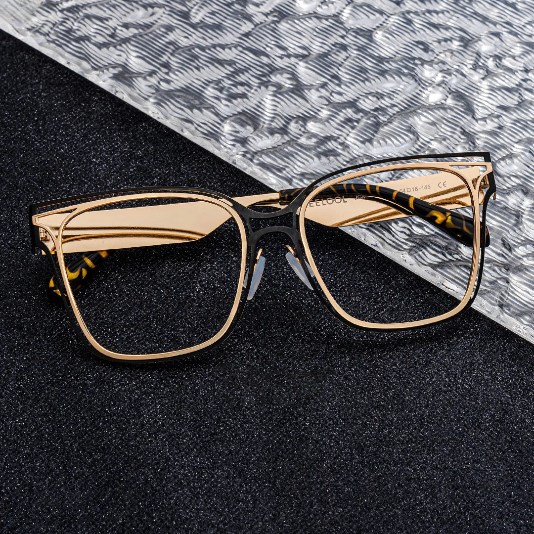 Women's Metal Glasses with Golden Tortoise Temples Online