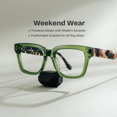 Zinnia Green Frame Glasses with Rectangle Frame Online | ZEELOOL