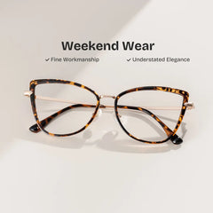 Cat eye Tortoise Eyeglasses- Sloane Mixed Frame Glasses