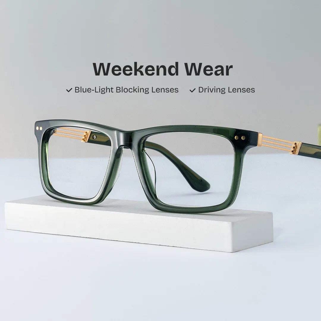 Emerson Eyeglasses in Rectangle Green Frame | Zeelool