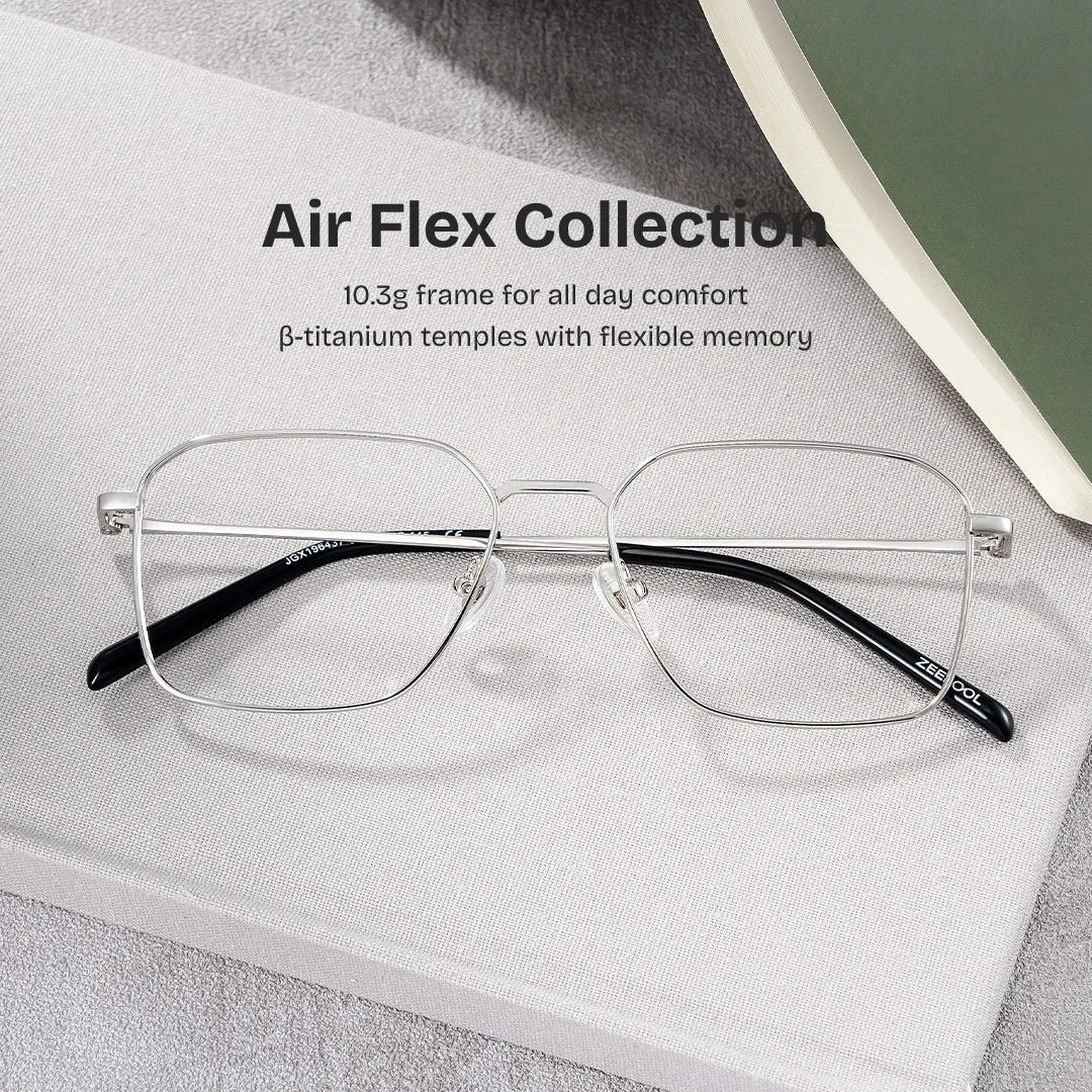 Leah Silver Eyeglass Frames for Men in Metal Material | ZEELOOL