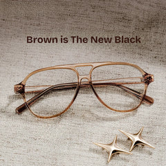 Drew Tan Clear Brown Aviator Glasses for the Female | ZEELOOL