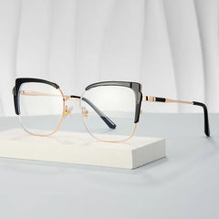Black Thin Frame Glasses With Metal Material