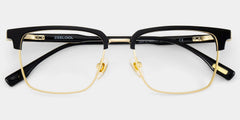 Audrey Black Eyeglasses with Gold Trim in Browline Shape | ZEELOOL